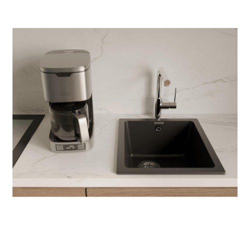 Кухонная мойка RIVELATO RIVELATO Мойка BERKANA 35 1-чаш 415*455, монтаж: универсальный, материал: кварц, цвет черный