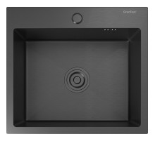 Кухонная мойка GRANFEST 5045 PVD graphite 1 чаша 450*350*205, монтаж: врезной, материал: нержавеющая сталь, цвет: графит
