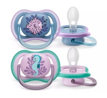 Пустышка ultra air, рыбка/морской конек, 6-18 мес., 2 шт.