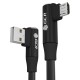 GCR Кабель PREMIUM 0.15m MicroUSB угловой для PowerBank, силикон белый, AL case черный, GCR-53908