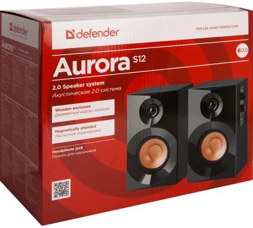 Defender Акустическая 2.0 система Aurora S12 12 Вт, деревянный корпус, 220В