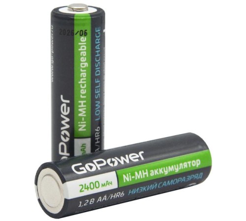 Аккумулятор предзаряженный RTU GoPower HR6 AA BL2 NI-MH 2400mAh (2/20/240) блистер (2 шт.)
