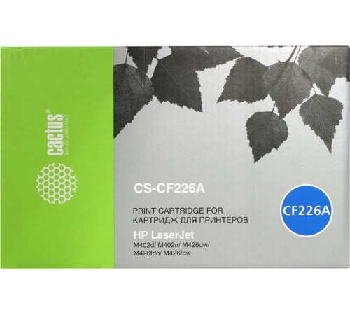 -/ Картридж лазерный Cactus CS-CF226A CF226A черный (3100стр.) для HP LJ M402d/M402n/M426dw/M426fdn/M42