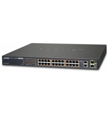 коммутатор/ PLANET 24-Port 10/100TX 802.3at High Power POE +  2-Port Gigabit TP/SFP Combo Managed Ethernet Switch (220W)