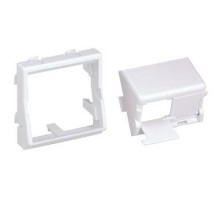 Наклонная лицевая панель со шторками на 2 модуля MiniCom, с адаптером 45х45. бел./ Adapter, 45x45mm, 1 1/2 Size Sloped Shut
