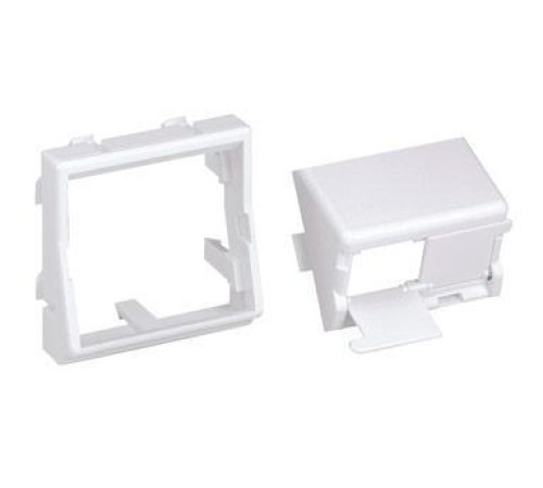 Наклонная лицевая панель со шторками на 2 модуля MiniCom, с адаптером 45х45. бел./ Adapter, 45x45mm, 1 1/2 Size Sloped Shut
