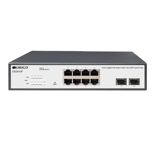 Коммутатор/ Smart Managed L2 PoE Switch 8x1000Base-T PoE, 2x1000Base-X SFP, PoE-120W budget