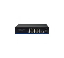 Управляемый L2 PoE коммутатор Gigabit Ethernet/ Управляемый L2 PoE коммутатор Gigabit Ethernet на 8 RJ45 PoE + 2 x GE SFP порта. Порты: 8 x GE (10/100/1000 Base-T) с поддержкой PoE (IEEE 802.3af/at), 2 x GE SFP (1000 Base-X). Соответствует стандартам PoE