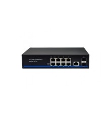 Управляемый L2 PoE коммутатор Gigabit Ethernet/ Управляемый L2 PoE коммутатор Gigabit Ethernet на 8 RJ45 PoE + 2 x GE SFP порта. Порты: 8 x GE (10/100/1000 Base-T) с поддержкой PoE (IEEE 802.3af/at), 2 x GE SFP (1000 Base-X). Соответствует стандартам PoE