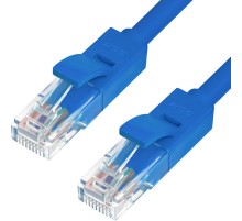 Greenconnect Патч-корд прямой 0.5m, UTP кат.5e, синий, позолоченные контакты, 24 AWG, литой, GCR-LNC01-0.5m, ethernet high speed 1 Гбит/с, RJ45, T568B