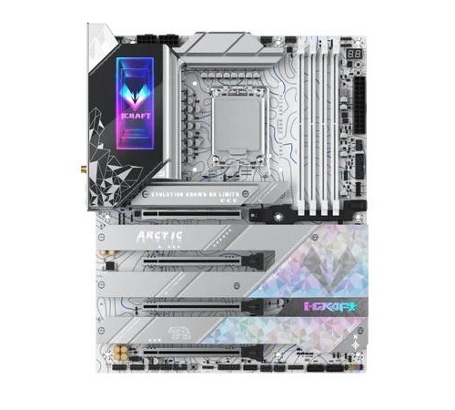 Материнская плата MAXSUN MS-iCraft Z890 ARCTIC, LGA1851, Z890, 4*DDR5, 4*SATA3, 4*M.2, USB 3.2, USB 2.0, Type-C, 4*PCIEx16, HDMI+DP, ATX