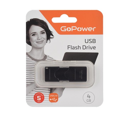 Флеш-накопитель/ Флеш-накопитель GoPower SLIDER 4GB USB2.0 пластик черный матовый (1/50/1000) Флеш-накопитель/ Флеш-накопитель GoPower SLIDER 4GB USB2.0 пластик черный матовый (1/50/1000)