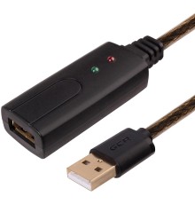 Greenconnect Удлинитель USB 2.0 с активным усилителем сигнала 10.0m Premium AM/AF, 24/22 AWG экран, армированный, морозостойкий, разъём для доп.питания