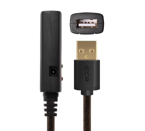 Greenconnect Удлинитель USB 2.0 с активным усилителем сигнала 10.0m Premium AM/AF, 24/22 AWG экран, армированный, морозостойкий, разъём для доп.питания Greenconnect Удлинитель USB 2.0 с активным усилителем сигнала 10.0m Premium AM/AF, 24/22 AWG экран, армированный, морозостойкий, разъём для доп.питания