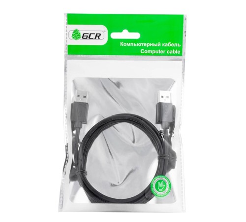 GCR Кабель 0.15m USB 2.0, AM/AM, черный, 28/28 AWG, экран, армированный, морозостойкий