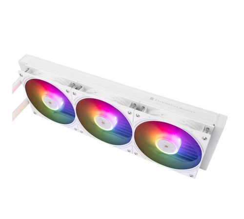 Водяное охлаждение для процессора/ Water Cooling System Thermalright Frozen Warframe SE 360 ARGB White (360mm, LED temp., Black, ARGB/ Fans: 3x120mm, 70.84CFM, 29.8dBA, 2000RPM/ Pump height 59mm, Rad thickness 27mm/ S: 1851, 1700, 1200, 115X, AM5, AM4) Водяное охлаждение для процессора/ Water Cooling System Thermalright Frozen Warframe SE 360 ARGB White (360mm, LED temp., Black, ARGB/ Fans: 3x120mm, 70.84CFM, 29.8dBA, 2000RPM/ Pump height 59mm, Rad thickness 27mm/ S: 1851, 1700, 1200, 115X, AM5, AM4)