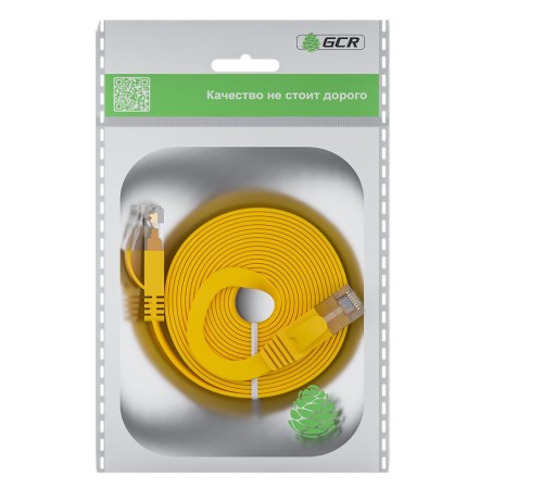 GCR Патч-корд PROF плоский прямой 2.0m, UTP медь кат.6, желтый, 30 AWG, ethernet high speed 10 Гбит/с, RJ45, T568B, GCR-52827 GCR Патч-корд PROF плоский прямой 2.0m, UTP медь кат.6, желтый, 30 AWG, ethernet high speed 10 Гбит/с, RJ45, T568B, GCR-52827