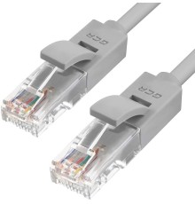 GCR Патч-корд перекрестный ethernet 15.0m UTP кат.5е, серый, RJ45, литой
