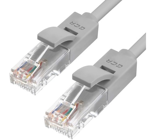 GCR Патч-корд перекрестный ethernet 15.0m UTP кат.5е, серый, RJ45, литой
