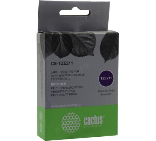 -/ Картридж ленточный Cactus CS-TZE211 TZe-211 черный для Brother 1010/1280/1280VP/2700VP