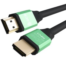 Greenconnect Кабель 0.5m HDMI версия 2.0, HDR 4:2:2, Ultra HD, 4K 60 fps 60Hz/5K*30Hz, 3D, AUDIO, 18.0 Гбит/с, 28/28 AWG, OD7.3mm, тройной экран, черный, AL корпус зеленый