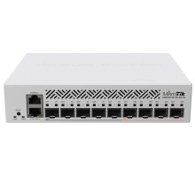 Коммутатор MikroTik Cloud Router Switch CRS310-1G-5S-4S+IN with 800 MHz CPU, 256 MB RAM, 4xSFP+, 5xSFP cages, 1xGBit LAN port, RouterOS L5, desktop case, rackmount ears, PSU