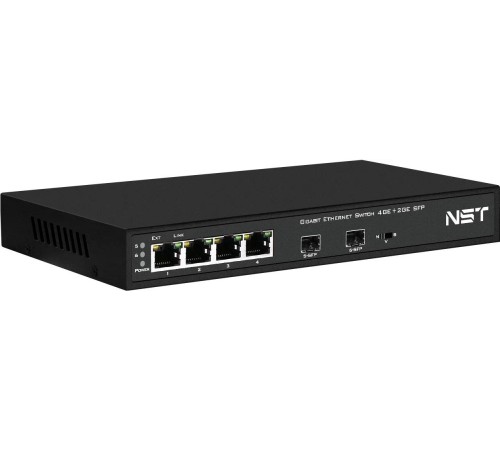 Коммутатор Gigabit Ethernet/ Коммутатор Gigabit Ethernet на 4 RJ45 + 2 SFP. Порты: 4 x GE (10/100/1000Base-T), 2 x GE SFP (1000Base-FX). В комплекте БП DC12V(1A). Встроенная грозозащита 3кВ.  Размеры (ШхВхГ): 210x28x85мм. Рабочая температура: -10…+55°С.