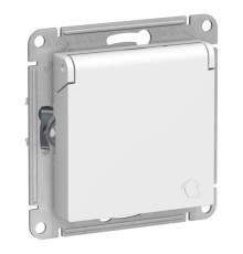 ATLASDESIGN РОЗЕТКА с заземл. со шторками с крышкой, 16А, IP20, механизм, БЕЛЫЙ