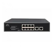  Uniview Коммутатор 10*100Mbps network ports (RJ45), including 8 PoE ports, IEEE802.3,IEEE802.3u,IEEE802.3az,IEEE802.3x,IEEE802.3af,IEEE802.3at, 2Gbps 1.49Mpps 2Mbit 8K 220mm x 150mm x 44mm(8.7"5.9"1.7