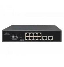  Uniview Коммутатор 10*100Mbps network ports (RJ45), including 8 PoE ports, IEEE802.3,IEEE802.3u,IEEE802.3az,IEEE802.3x,IEEE802.3af,IEEE802.3at, 2Gbps 1.49Mpps 2Mbit 8K 220mm x 150mm x 44mm(8.7"5.9"1.7