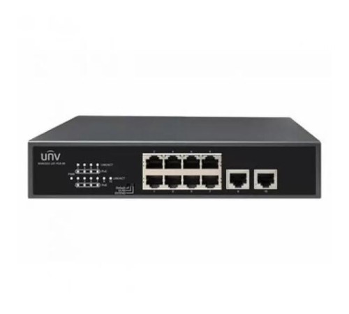 Uniview Коммутатор 10*100Mbps network ports (RJ45), including 8 PoE ports, IEEE802.3,IEEE802.3u,IEEE802.3az,IEEE802.3x,IEEE802.3af,IEEE802.3at, 2Gbps 1.49Mpps 2Mbit 8K 220mm x 150mm x 44mm(8.7"5.9"1.7 Uniview Коммутатор 10*100Mbps network ports (RJ45), including 8 PoE ports, IEEE802.3,IEEE802.3u,IEEE802.3az,IEEE802.3x,IEEE802.3af,IEEE802.3at, 2Gbps 1.49Mpps 2Mbit 8K 220mm x 150mm x 44mm(8.7"5.9"1.7