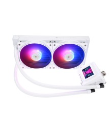 Водяное охлаждение для процессора/ Water Cooling System Thermalright Frozen Warframe SE 240 ARGB White (240mm, LED temp., Black, ARGB/ Fans: 2x120mm, 70.84CFM, 29.8dBA, 2000RPM/ Pump height 59mm, Rad thickness 27mm/ S: 1851, 1700, 1200, 115X, AM5, AM4)