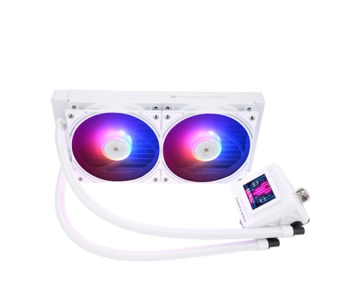 Водяное охлаждение для процессора/ Water Cooling System Thermalright Frozen Warframe SE 240 ARGB White (240mm, LED temp., Black, ARGB/ Fans: 2x120mm, 70.84CFM, 29.8dBA, 2000RPM/ Pump height 59mm, Rad thickness 27mm/ S: 1851, 1700, 1200, 115X, AM5, AM4) Водяное охлаждение для процессора/ Water Cooling System Thermalright Frozen Warframe SE 240 ARGB White (240mm, LED temp., Black, ARGB/ Fans: 2x120mm, 70.84CFM, 29.8dBA, 2000RPM/ Pump height 59mm, Rad thickness 27mm/ S: 1851, 1700, 1200, 115X, AM5, AM4)