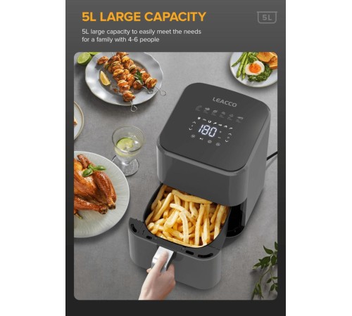 Аэрогриль LEACCO AF010 Air Fryer Black