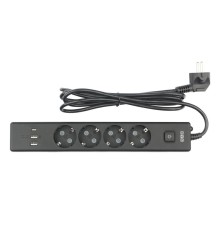 Сетевой фильтр Power Cube сетевой фильтр c USB, 1,9 метра, USB-порты:Type-A: 2 шт,Type-C: 1 шт.зарядка 3.5А/20вт, 4 розетки с заземлением, 16А/3,5кВт, cечение провода: 3х1,0мм2,черный, 2 года гарантии, Россия