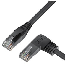 GCR Патч-корд прямой 2.0m UTP кат.5e, черный, левый угол, литой, ethernet high speed, RJ45, T568B, GCR-53151