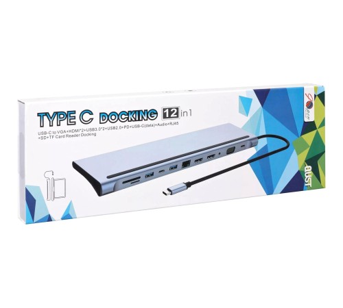 Адаптер/ Адаптер TC--->2USB3.0+USB2.0+RJ45(100mbs)+2HDMI+VGA+PD+TypeC+TF+SD+audio, iOpen <ACU4700> Адаптер/ Адаптер TC--->2USB3.0+USB2.0+RJ45(100mbs)+2HDMI+VGA+PD+TypeC+TF+SD+audio, iOpen <ACU4700>
