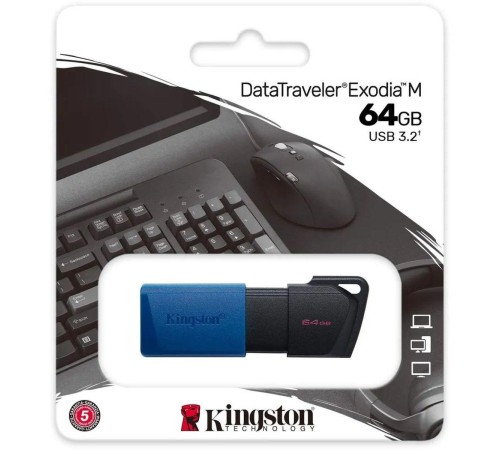 Флэш USB Kingston 64GB USB 3.2 Gen 1 DataTraveler Exodia M (Black + Blue)/ Kingston 64GB USB 3.2 Gen 1 DataTraveler Exodia M (Black + Blue) Флэш USB Kingston 64GB USB 3.2 Gen 1 DataTraveler Exodia M (Black + Blue)/ Kingston 64GB USB 3.2 Gen 1 DataTraveler Exodia M (Black + Blue)