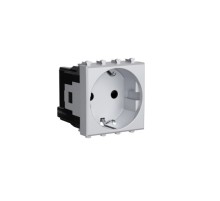 Розетка модульная, 2P+E, с з/ш, "Avanti", "Закаленная сталь", 2 модуля