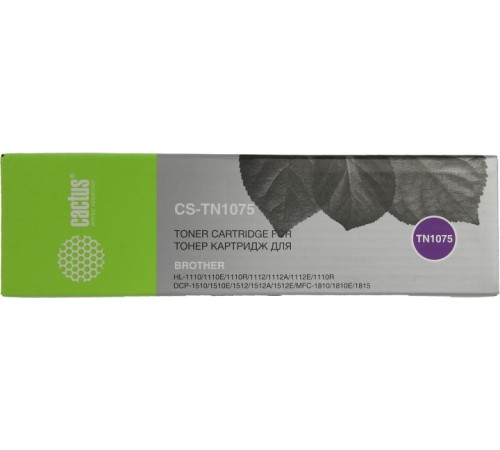 -/ Картридж лазерный Cactus CS-TN1075 TN-1075 черный (1000стр.) для Brother HL-1110/1112/1510/1512/1810