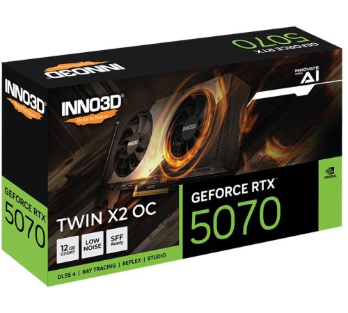 Видеокарта INNO3D RTX 5070 Twin X2 OC//RTX5070, HDMI, DP*3, 12G,D7