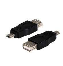 GCR Переходник USB 2.0 miniUSB / AF открытый коннектор, штекер - гнездо, GCR-55252