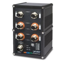 коммутатор/ PLANET IP67-rated Industrial L2+ 4-Port 10/100/1000T M12 802.3at PoE + 2-Port 10/100/1000T M12 Managed Ethernet Switch (-40~75 degrees C) , ERPS Ring, 1588