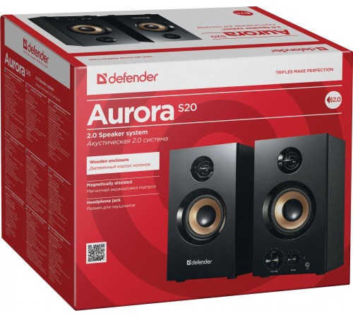 Defender Акустическая 2.0 система Aurora S20 20 Вт, деревянный корпус, 220В
