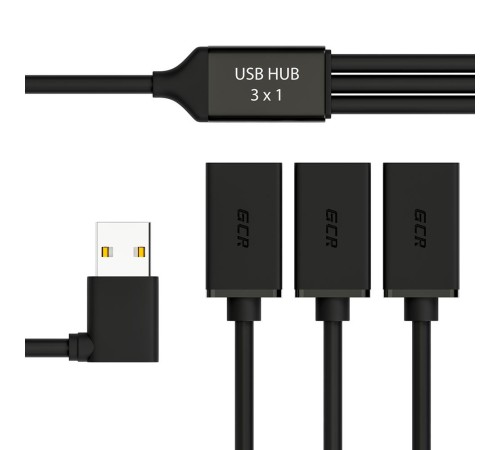 Greenconnect USB 2.0 Хаб гибкий 0.35m для 3-х устройств одновременно, двусторонний угловой AM / 3 х AF, черный, GCR-51545 Greenconnect USB 2.0 Хаб гибкий 0.35m для 3-х устройств одновременно, двусторонний угловой AM / 3 х AF, черный, GCR-51545