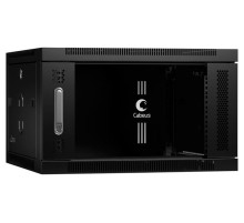 Шкаф настенный Cabeus SH-05F-6U60/60-BK Шкаф телекоммуникационный настенный 19" 6U 600x600x368mm (ШхГхВ) дверь стекло, цвет черный (RAL 9004)