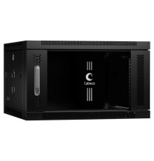 Шкаф настенный Cabeus SH-05F-6U60/60-BK Шкаф телекоммуникационный настенный 19" 6U 600x600x368mm (ШхГхВ) дверь стекло, цвет черный (RAL 9004)