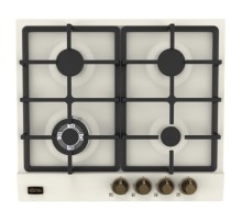 Встраиваемая варочная панель Korting/ Газ, 60 см, ретро, WOK-конфорка, слоновая кость