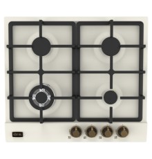 Встраиваемая варочная панель Korting/ Газ, 60 см, ретро, WOK-конфорка, слоновая кость