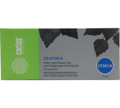 -/ Картридж лазерный Cactus CS-CF361A CF361A голубой (5000стр.) для HP CLJ M552dn/M553dn/M553N/M553x
